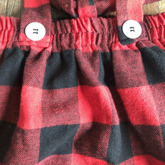 BABAMOON Toddler Baby Girls Buffalo Plaid Suspender Skirt Dress 12 months - Picture 4 of 5